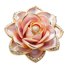 Gold brooch with a red rose