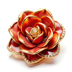 Exquisite brooch with a rose and diamonds