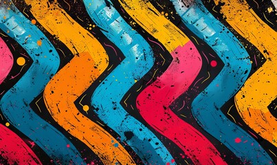 Vibrant comic book-style zigzags
