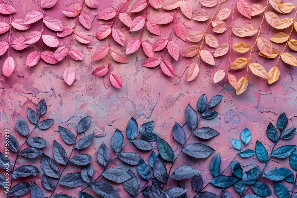 Aufkleber a vibrant abstract design with colorful leaves arranged in a symmetrical pattern. the leaves transit