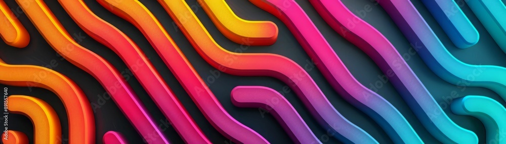 Poster abstract colorful lines pattern, vibrant gradient background.