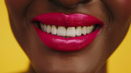 Glamorous Magenta Lips Enhancing Women's Beauty in Advertisements