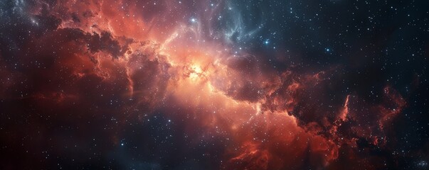 Fototapeta premium Cosmic Serenity - High-Resolution Wallpaper of Vibrant Galaxy and Nebula with Depth and Simplicity