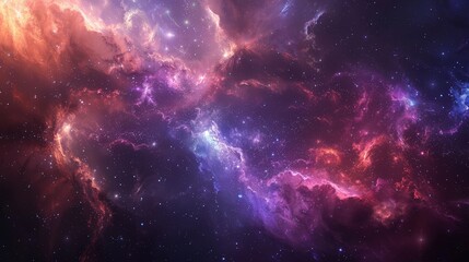 Fototapeta premium Celestial Splendor: Vibrant Galaxy and Nebula Wallpaper with Dynamic Lighting