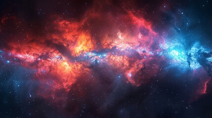Fototapeta premium Cosmic Odyssey - High-Resolution Wallpaper of a Vibrant Galaxy and Nebula with Depth and Creative Lighting Design