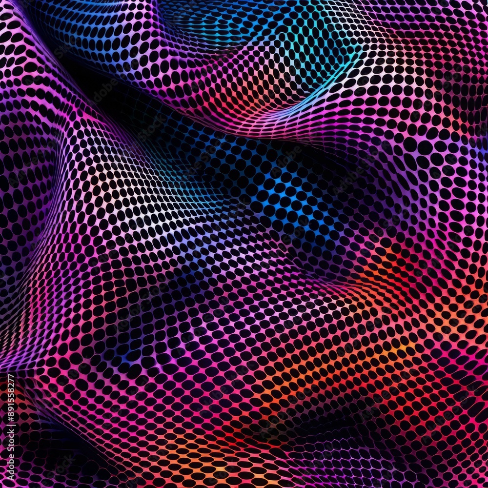 Aufkleber Abstract digital pattern with a wave of vibrant colors and a grid texture.