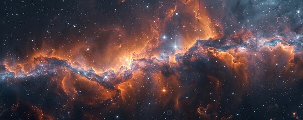 Celestial Elegance: Captivating Galaxy and Nebula Wallpaper with Dynamic Lighting for Depth and Serene Beauty