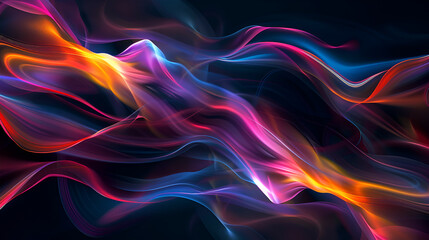 Naklejka premium abstract colorful background with lines and waves, Shining Pink and Blue Waves on Dark ,Neon Waves Background, Energy Light Lines Flow, Dark abstract background with glowing abstract waves 