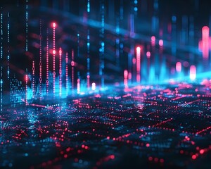 Futuristic Digital Data Visualization Science Technology Pattern Light. AI Generated