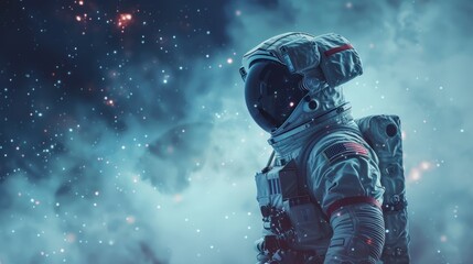Cosmic Exploration: Captivating Minimalist Astronaut Artwork with Detailed Space Scene and Dynamic Lighting