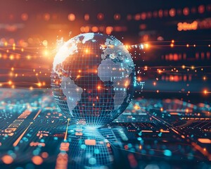 Fototapeta premium Digital Globe AI Data Network Futuristic Technology. AI Generated