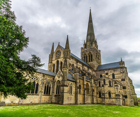 Fototapeta premium A view towards Chichester Cathedral in the center of Chichester, Sussex in summertime