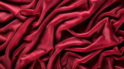Obraz premium Close-up of rich red fabric with soft, flowing folds. Luxurious texture.