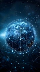 Obraz premium Global Network Digital Technology Earth Connection Space. AI Generated
