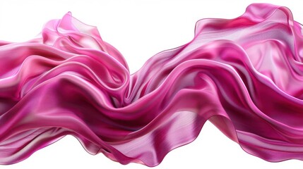 Vibrant pink silk fabric flowing gracefully with smooth, elegant waves, showcasing luxurious texture and rich color tones, perfect for design.