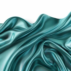 Obraz premium Luxurious teal silk fabric with elegant folds captured in high resolution, perfect for background, design, and texture purposes.
