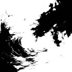 Abstract Watercolor Background Depicting Dark Black Stormy Waves