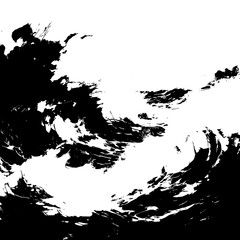 Naklejka premium Abstract Watercolor Background Depicting Dark Black Stormy Waves