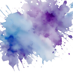 Light Blue and Light Purple Watercolor Spatter on White Background - 1