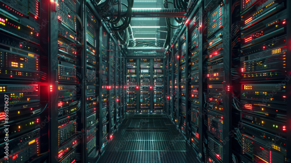 Poster data center reliability, highly reliable data center with stacked servers and efficient thermal regu
