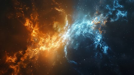 Fototapeta premium Kosmischer Tanz von Feuer und Eis