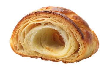 Fototapeta premium Croissants on a white isolated background half cut into pieces. Serve yourself a delicious fluffy croissant suitable for menu design, restaurants, bakeries. French classic PNG