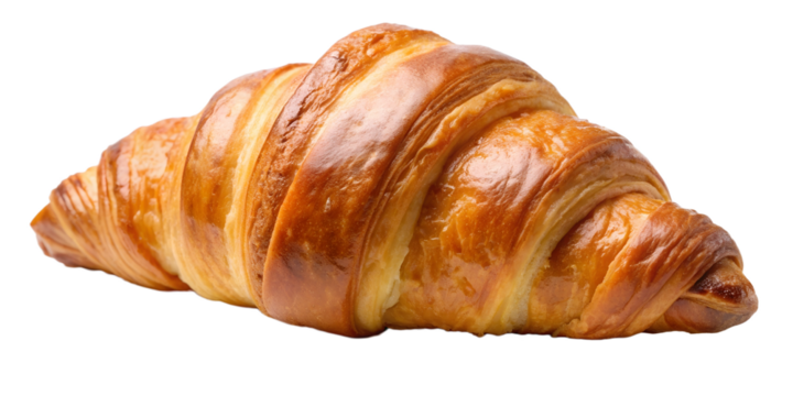 Croissants on a white isolated background front view. Serve yourself a delicious fluffy croissant suitable for menu design, restaurants, bakeries. French classic PNG
