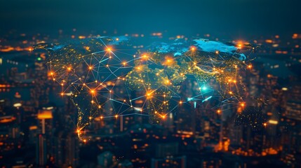 Digital Global Network Technology Communication World Connection Data Visualization. AI Generated