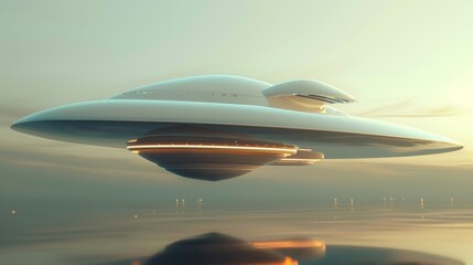 Obraz premium A white spaceship is flying in the sky