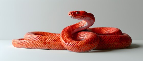 Fototapeta premium Red Snake on White Background.