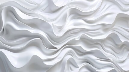 Fototapeta premium 3D render of an abstract background with a white wavy texture for design, 