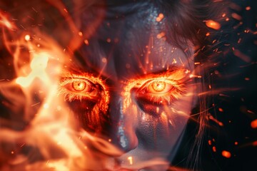 A persons eyes glow intensely as they unleash a powerful psychic shockwave.