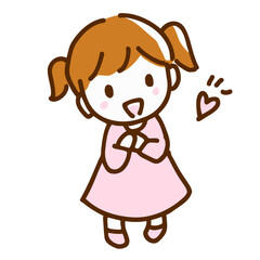 illustration of a smiling and excited girl, hand-drawn