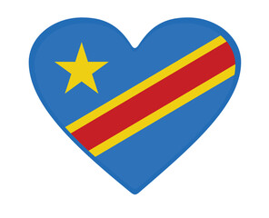 Democratic Republic of the Congo flag heart shaped. vector