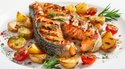 Salmon. Salmon roast steak isolated on white background