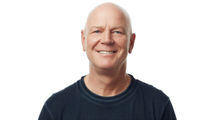 Fototapeta premium portrait of a bald head man smiling isolated on transparent background