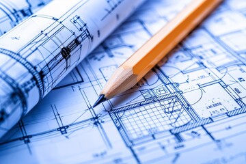 blueprints at site building