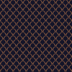 Fish mermaid decorative scale seamless pattern. Dark blue marine theme seamless pattern. Abstract Japanese geometric line water wave and background.