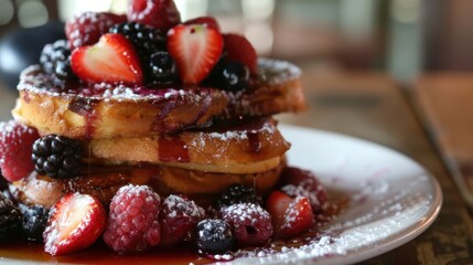 A stack of pancakes drizzled with syrup, surrounded by steaming mugs of coffee and the soft glow of morning sunlight.