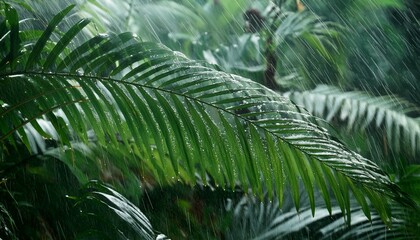 Fototapeta premium rain in a fungal ,,palm, tree, tropical, leaf, nature, sky, coconut, plant, palm tree, leaves, summer, beach, 