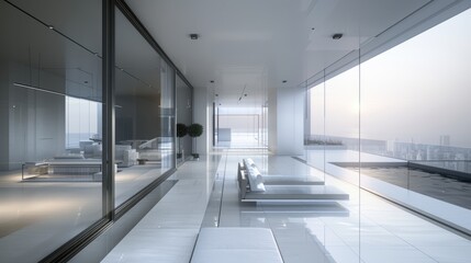 A sleek urban penthouse with a minimalist design