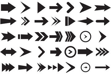 Arrow icon vector mega bundle set. Set of black vector arrows. Set of vector arrows. Arrow, Cursor Icon. Vector Pointers Collection. Simple arrow big set. Vector illustration.