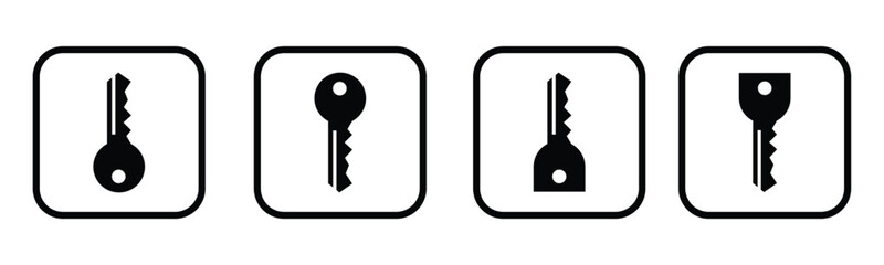 Key icon set line art. access account login password icons - house key icon security symbol.