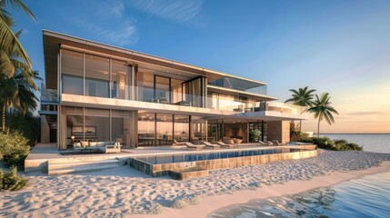 A stunning beachfront property with a contemporary design
