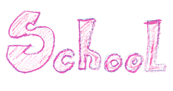 Hand draw word school, symbol isolated on white	