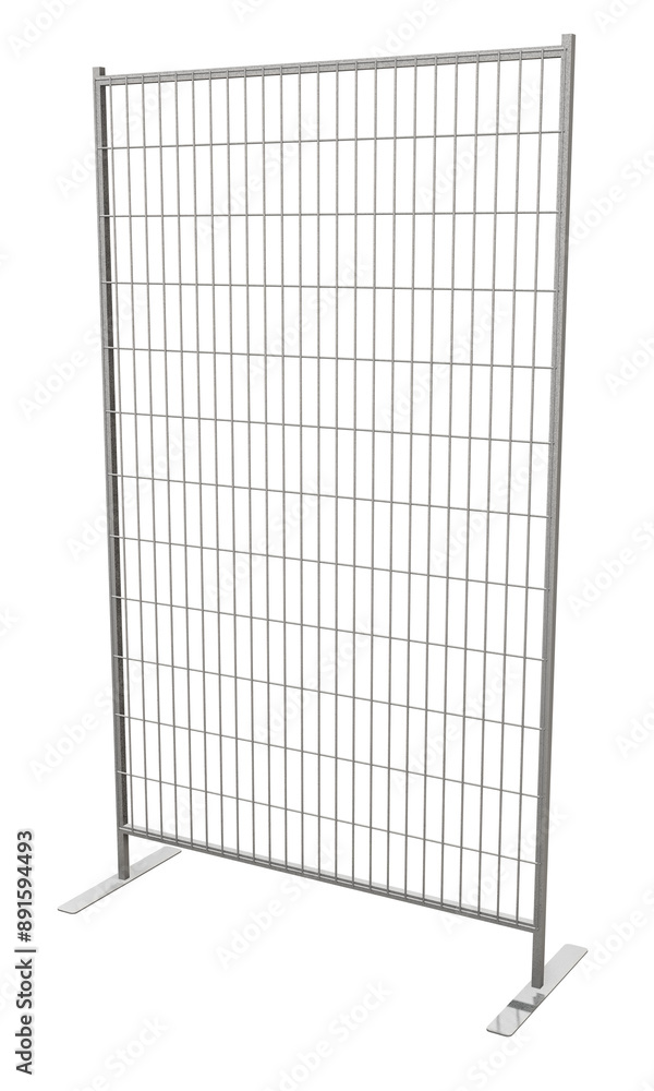 Poster clean & versatile display solution. this detailed 3d model features a white metal display rack, isol