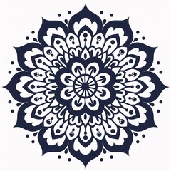 Intricate Mandala Design: A symmetrical floral pattern, intricate and detailed, evokes a sense of peace and harmony. The design is perfect for meditation, yoga, or spiritual practices. The black and w