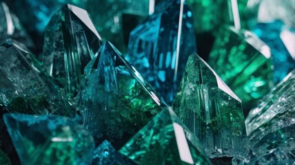 Close-up of vibrant blue and green crystal textures. Ideal for backgrounds, artistic designs, and luxurious decor projects.






