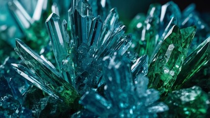 Close-up of vibrant blue and green crystal textures. Ideal for backgrounds, artistic designs, and luxurious decor projects.







