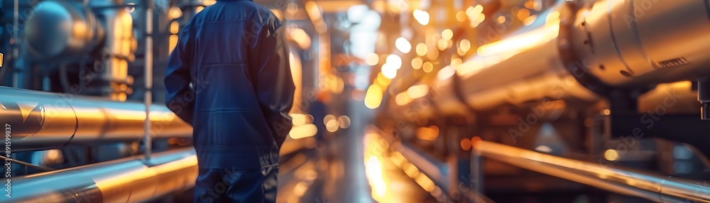 Poster industrial worker in a factory setting - realistic image